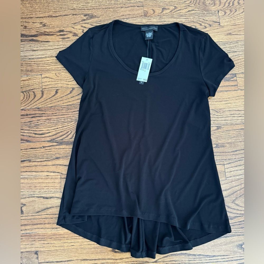 NWT New GRACE ELEMENTS Black Short Sleeve High Low Tunic Top Shirt L